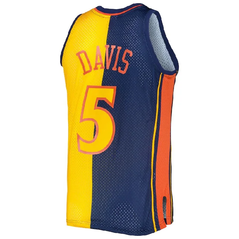 G.State Warriors #5 Baron Davis Mitchell & Ness Hardwood Classics 2006-07 Split Swingman Jersey Navy Gold Stitched American Basketball Jersey-NFC NFC East Team Jersey -