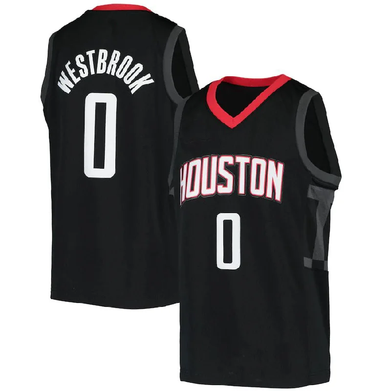 H.Rockets #0 Russell Westbrook 2020-21 Swingman Player Jersey Black Statement Edition Stitched American Basketball Jersey-NFC NFC Player Number Jersey -