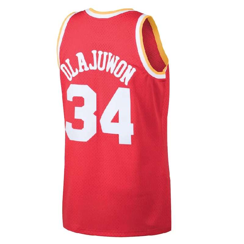 H.Rockets #34 Hakeem Olajuwon Mitchell & Ness 1993-94 Hardwood Classics Swingman Jersey Red Stitched American Basketball Jersey-NFC NFC West Division Jersey -