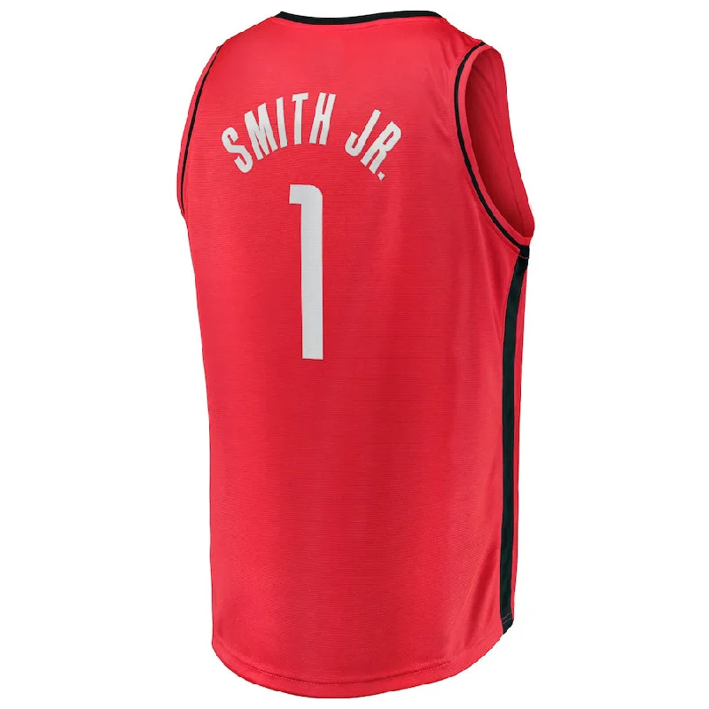 H.Rockets #1 Jabari Smith Jr. Fanatics Branded 2022 Draft First Round Pick Fast Break Replica Jersey Red Stitched American Basketball Jersey-NFC Official NFL Jersey with Player Name -