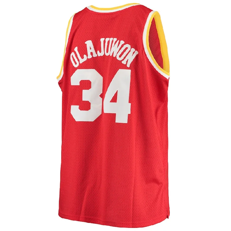 H.Rockets #34 Hakeem Olajuwon Mitchell & Ness Big & Tall Hardwood Classics Jersey  Red Stitched American Basketball Jersey-NFC Custom Football Jersey Sale -