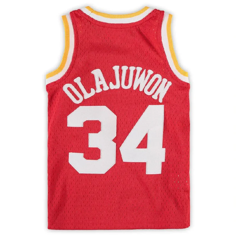 H.Rockets #34 Hakeem Olajuwon Mitchell & Ness Preschool Hardwood Classics Throwback Team Jersey Red Stitched American Basketball Jersey-NFC Elite Football Jersey -