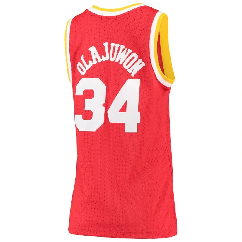 H.Rockets #34 Hakeem Olajuwon Mitchell & Ness 1993-94 Hardwood Classics Swingman Jersey Red Stitched American Basketball Jersey-NFC Green Bay Packers Custom Jersey -