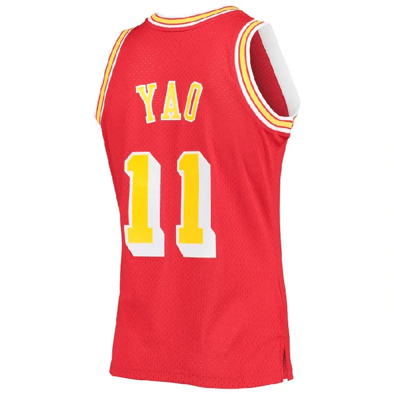 H.Rockets #11 Yao Ming Mitchell & Ness 2004-05 Hardwood Classics Swingman Jersey Icon Edition Red Stitched American Basketball Jersey-NFC Team Logo Jersey -