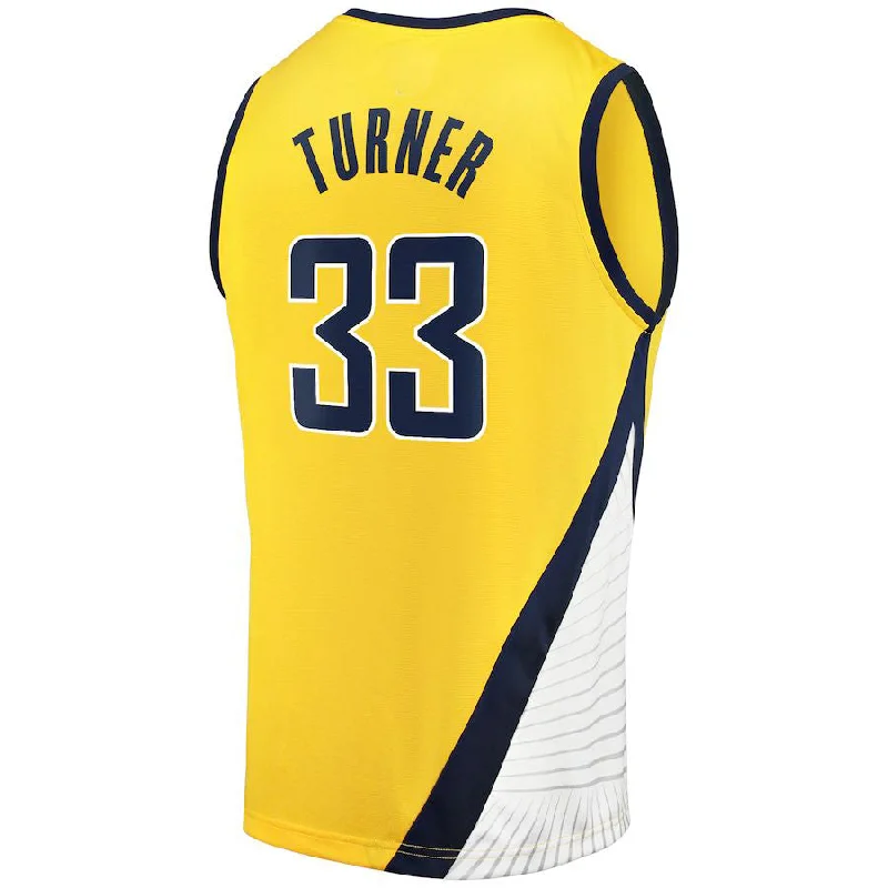 IN.Pacers #33 Myles Turner Fanatics Branded Fast Break Replica Jersey Statement Edition Gold Stitched American Basketball Jersey-NFC Authentic NFC Jersey -