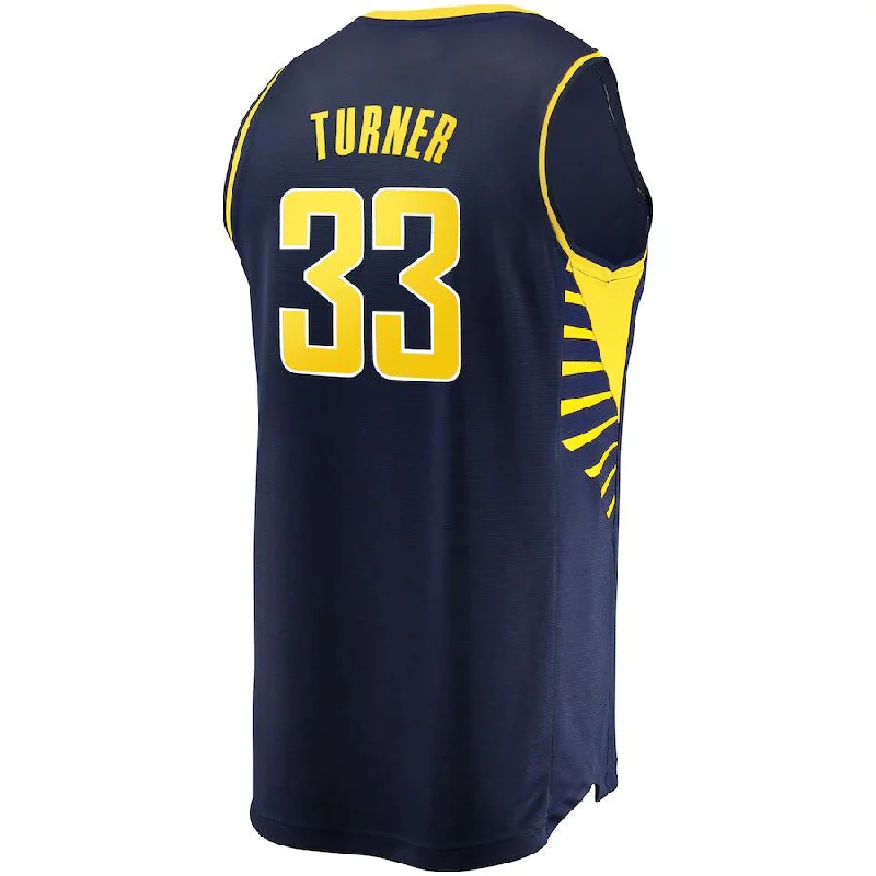 IN.Pacers #33 Myles Turner Fanatics Branded Fast Break Replica Jersey Navy Icon Edition Stitched American Basketball Jersey-NFC Official NFL Jersey with Player Name -